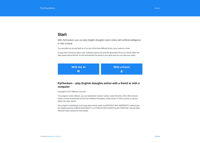 PyCheckers — landing page