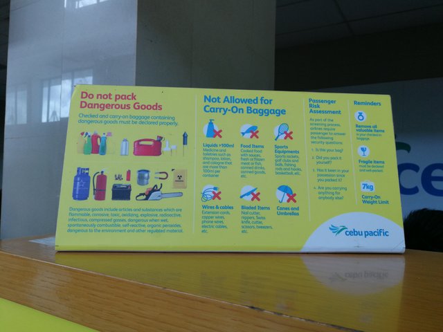 prohibited items in carry on baggage cebu pacific