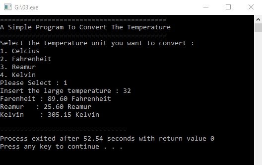 How to write a program in C to convert the given temperature from
