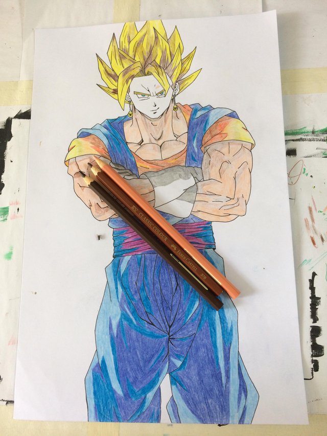 SON GOKU FROM DRAGON BALL Z DRAWING USING COLORED PENCILS STEP BY