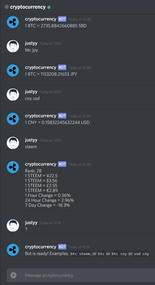 Discord 虚拟货币查询机器人上线了 内含cnsteem Discord 频道 Steemit