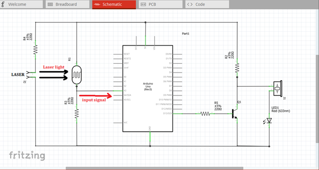 pke Breadboard LDR Laser Light System Circuit for Projects