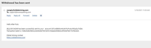 Oiblatmining.com Withdrawal