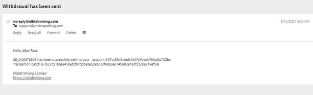 Oiblatmining.com withdrawal
