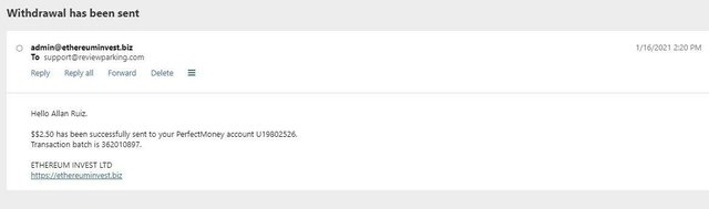 Ethereuminvest.biz withdrawal