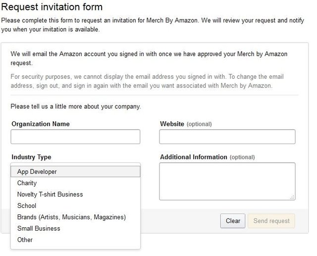 amazon merch request form