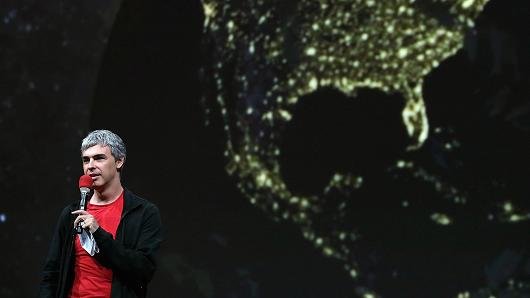 Larry Page, Google co-founder along with CEO speaks during the opening keynote at the Google I/O developers conference.