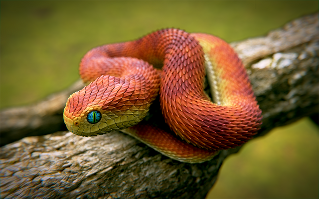 Atheris squamigera (bush viper)  Beautiful snakes, African bush viper,  Colorful snakes