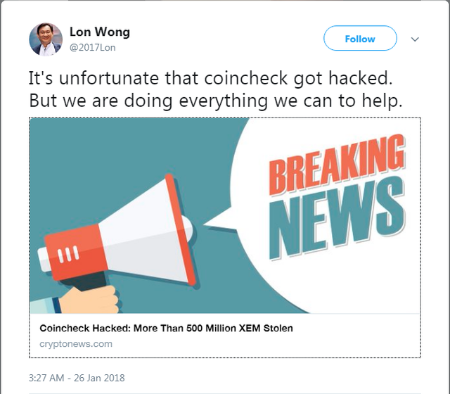 Lon Wong's tweet