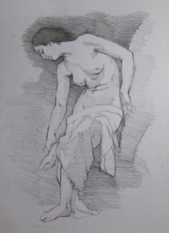 Here S A Block In Master Copy Drawing I Finished Today Of Bouguereau S After The Bath Painting Steemit