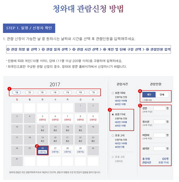 청와대관람신청방법