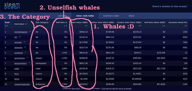 Steemocean Vote Rank Table