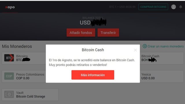 Xapo Wallet Entrega Bitcoin Cash Steemit - 