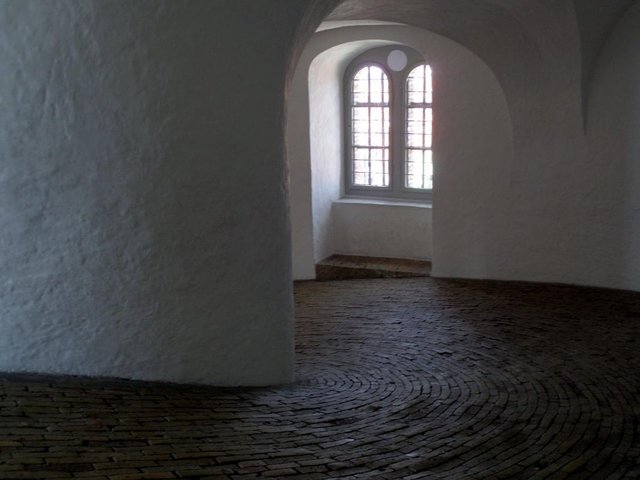 The curved ramp for ascending and descending the Round Tower