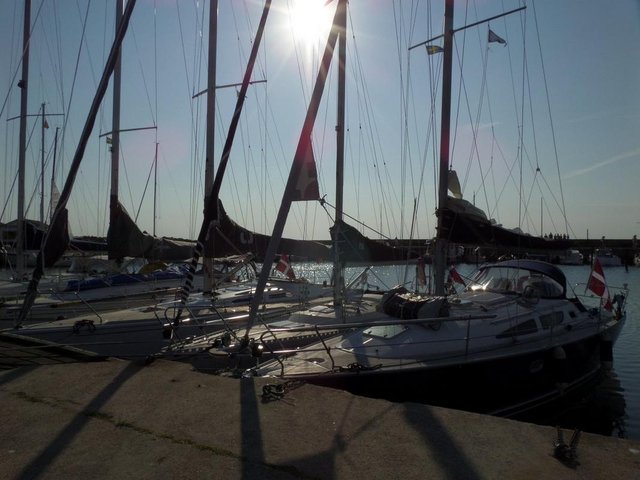 Danish sailboats moored in Mölle