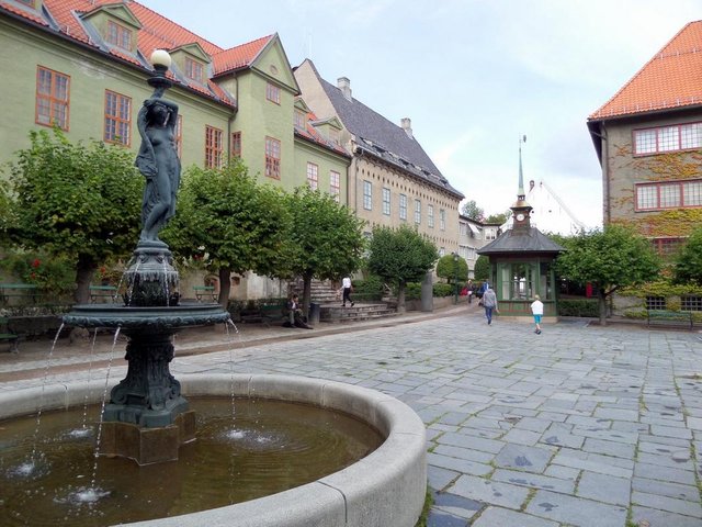 Oslo historic fountain and courtyard