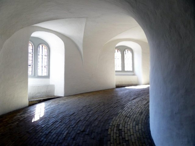 The equestrian staircase or helical corridor ascends the tower