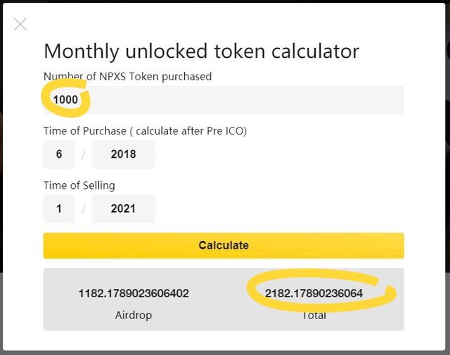 NPXS token calculator