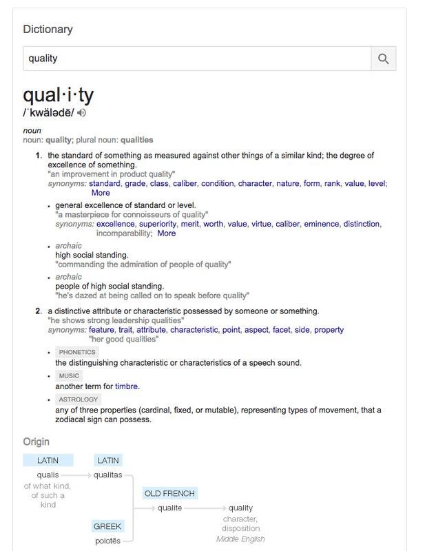 definition of quality from Google