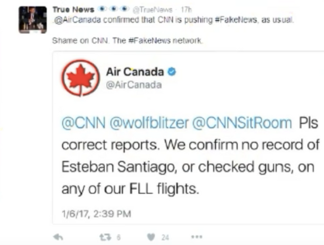 Air Canada Tweet - Wolf Blitzer True Fake News.png