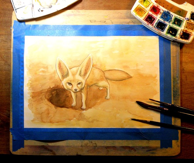 Fennec in watercolor