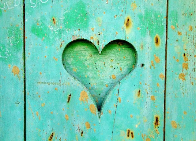 green heart in wall