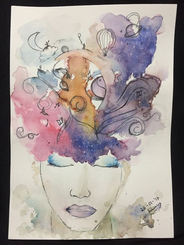 Thoughts of a Restless Mind A Watercolor Painting Steemit