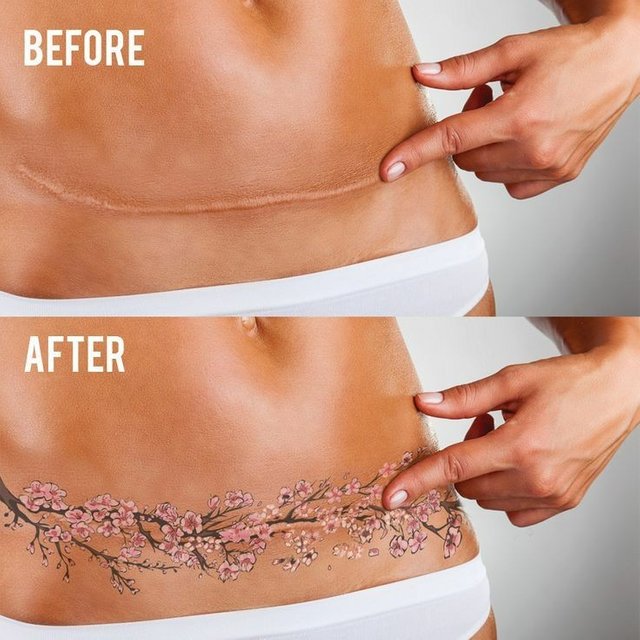 stomach tattoos for women to cover stretch marks