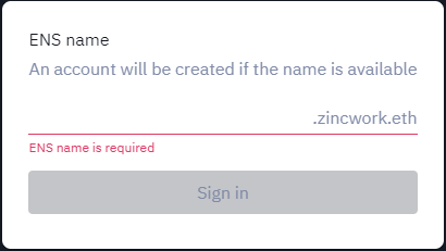Zinc Account Name