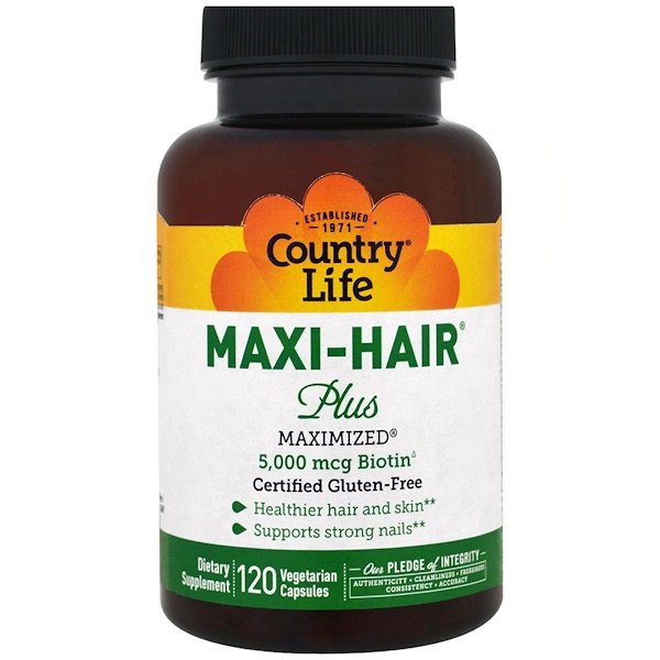 Country Life, Maxi Hair Plus, 5,000 Ð¼ÐºÐ³, 120 ÑÐ°ÑÑÐ¸ÑÐµÐ»ÑÐ½ÑÑ ÐºÐ°Ð¿ÑÑÐ»