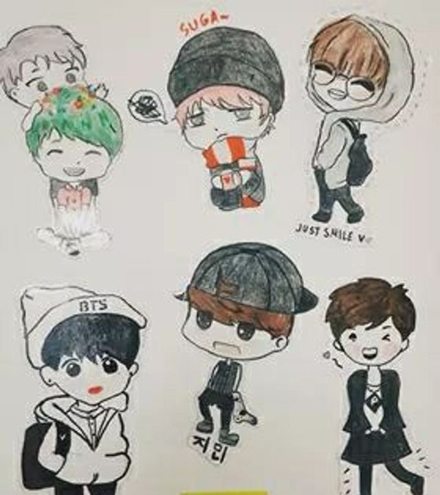 A funny drawing, Haha, for the members of the world band Bts, how it  looks😊😊 — Steemit