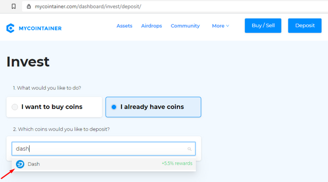 Dash - MyCointainer