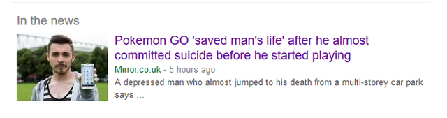 PokemonGO story in the news