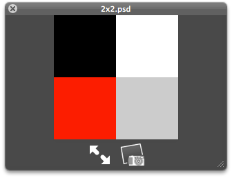 Fig 1. Photoshop 2 pixel wide by 2 pixel high square (zoomed)