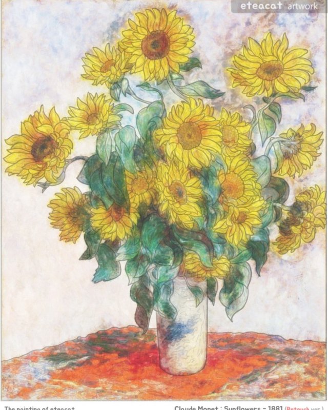 The Painting Of Eteacat The Flowers Of Monet 1 Sunflowers By
