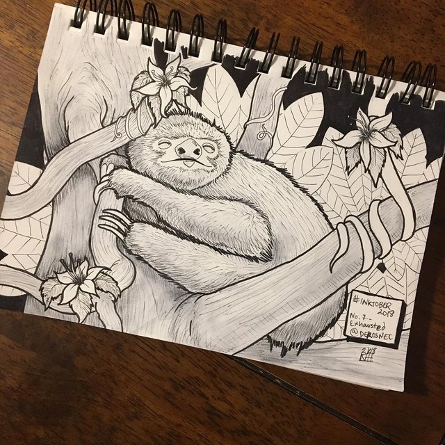 Inktober 2018, No. 7: Exhausted