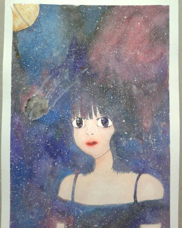 Watercolour Galaxy Girl Anime Steemit