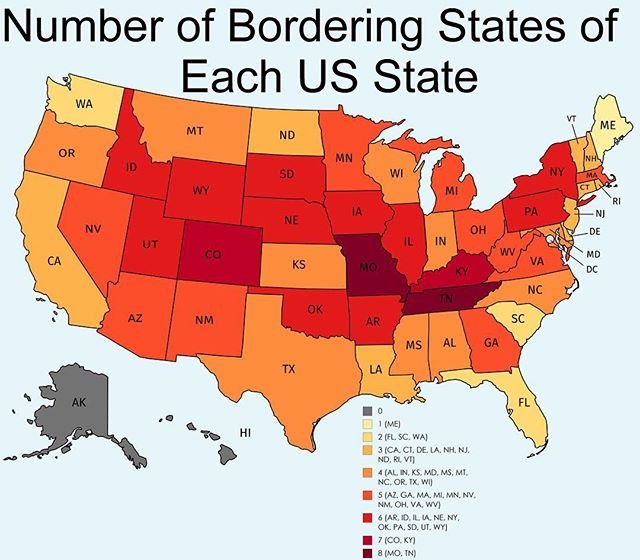 How Many Us States Does Each State Border Like What I Share Support My Work Buy Me A Coffee Ko Steemit