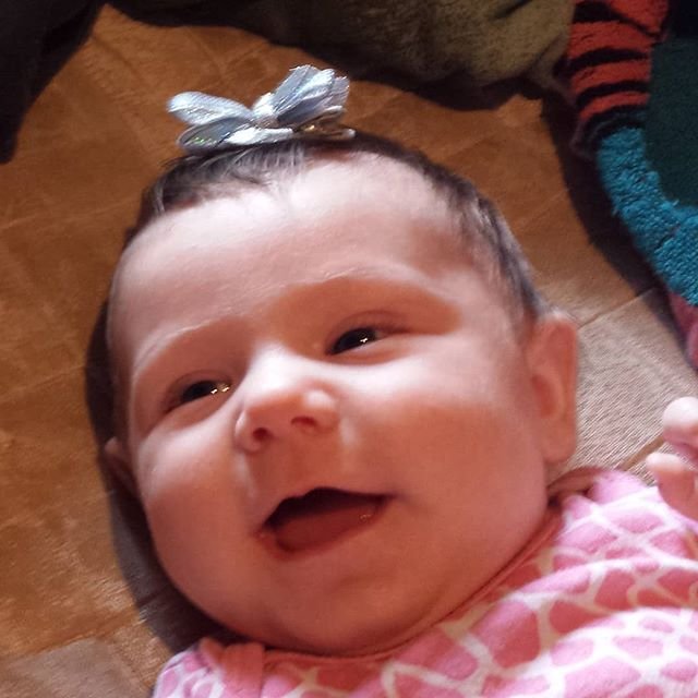 Emma smiling for Daddy 😍😍😍 #babygirl @osirisvanpraag @chompermom