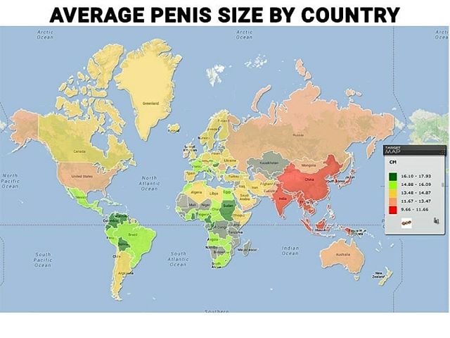 Insightful Maps Show The Difference Between Average Penis Size And Breast  Size Around The World