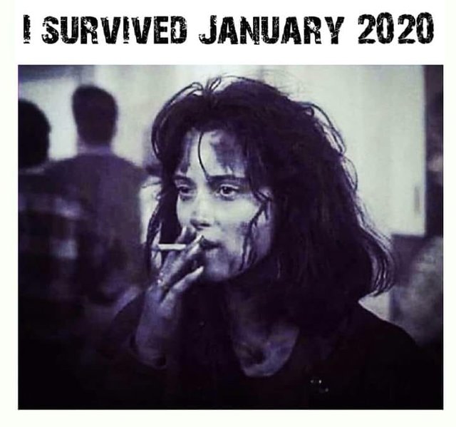 Image may contain: 1 person, possible text that says 'L SURVIVED JANUARY 2020'