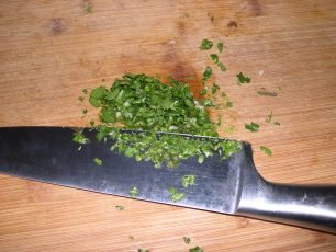 photo of mincing cilantro