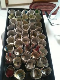 photo of, empty paper pots