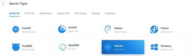 Vultr Select Server Ubuntu 18.04