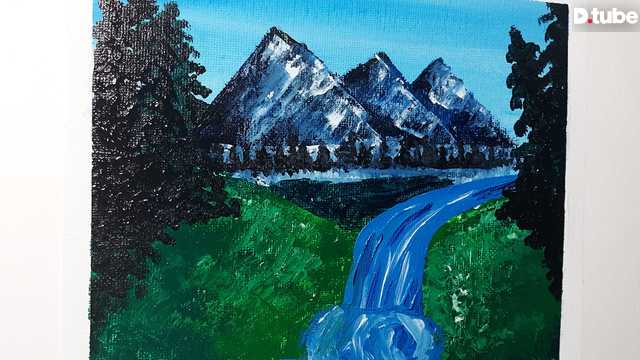 How to Paint Easy Bob Ross Inspired Waterfall Landscape w