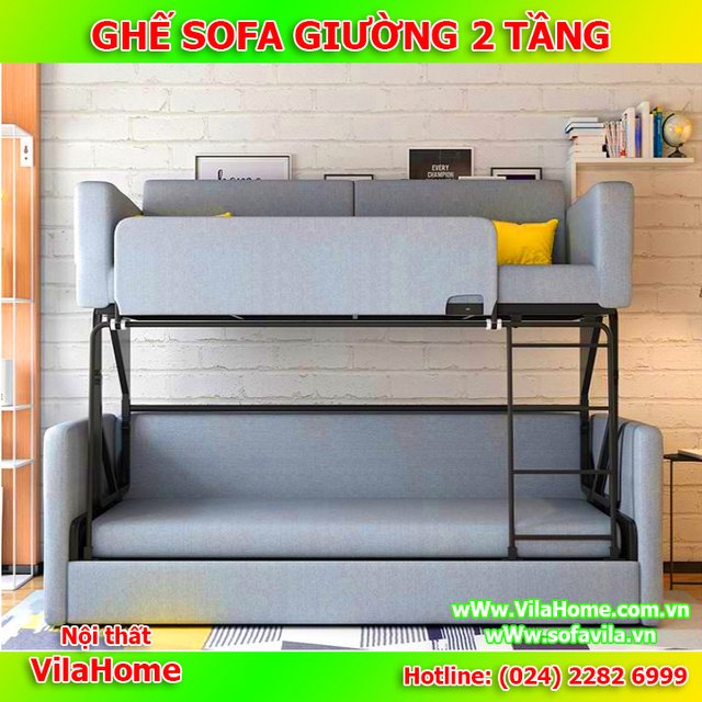 Ghế sofa giường 2 tầng 2A21 - Tiết kiệm diện tích - An toàn