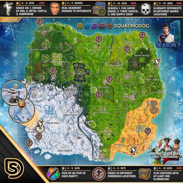 Fortnite Season 7 Week 1 Challenges Cheat Sheet