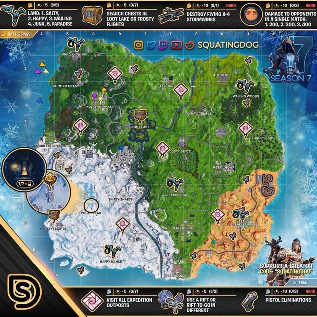 Fortnite Season 7 Week 7 Challenges Cheat Sheet