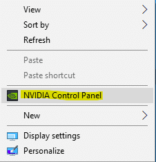 Opening NVIDIA Control Panel