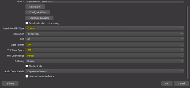 Streaming PC OBS Capture Card YUV Color Space and Range